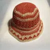 Nuevo Sombrero de Pescador Tejido a Crochet Hecho a Mano Estilo Coreano Combinación de Colores para Mujer Primavera y Verano Diseño Hueco Transpirable Versátil Casual