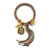 Cuerda de Mano Tibetana Thangka Cuerda de Algodón Enrollada a Mano Pulsera Trenzada Ojo del Dios de la Riqueza de Cinco Vías Zakiram Tara Verde Perla Thangka