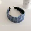Diadema de Estilo Coreano Retro a Cuadros Lunares con Borde Ancho Plisado Aumenta la Frente Académica Diaria Ropa Exterior Accesorio para el Cabello Versátil Diadema
