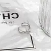 Anel Novo Estilo Europeu e Americano Feminino Cenário Frio Anel de Abertura de Linha Dupla Nó de Ouro Corda Anel de Dedo Prata Anel de Dedo de Comida