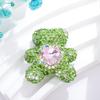 Colorido oso de corazón de cerámica suave con incrustaciones de diamantes, cuentas de agujero recto, collar DIY, pulsera de cuentas, accesorios para llavero