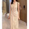Estilo europeo de alta gama lujo ligero elegante socialité lujo socialité traje de alta calidad vestido sin mangas mujer verano