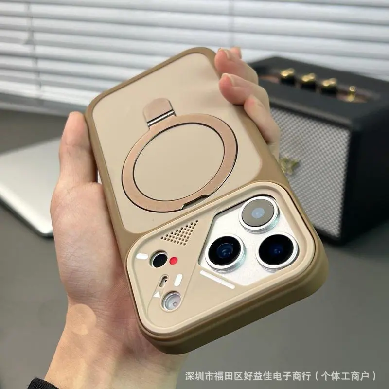 05_创意媚眼镜框【沙漠金-磁吸支架】双色肤感二合一壳