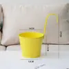 Maceta colgante de metal grande personalizada tipo cubo para barandillas de balcones interiores, maceta colgante sin agujeros para suculentas y plantas verdes, maceta colgante de pared