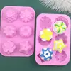 Castelo de Açúcar em estoque Molde de Silicone para Bolo com 6 Flores e Plantas Pequenas Molde para Sabonete Artesanal Chocolate Molde de Cozinha DIY