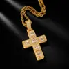 Colgante de Cruz Cuadrada de Diamante Europeo Totalmente Incrustado Cobre Incrustado Circonita Cúbica Accesorios de Joyería de Hip Hop de Moda para Hombre Venta al por Mayor Transfronteriza