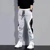 Calça esportiva masculina 2024 nova primavera e outono slim fit moderna casual estilo coreano moderna de trabalho solta com punho na barra