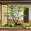 Planta Verde Arce Japonés Árbol de Arce Falso Exhibición de Paisajismo Ventana Centro Comercial Sala de Té Decoración de Planta Biomorfa Juego de Adornos de Paisaje