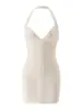 Vestido bandage de cuello halter y escote en V estilo ins europeo y americano, vestido bodycon de punto elástico ajustado, vestido corto de comercio exterior transfronterizo