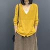 Novedad Otoño 2022 Cárdigan de Punto Delgado con Mangas Largas de Color Sólido Artístico Retro Adelgazante Holgado para Mujer