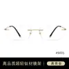 Óculos sem aro puramente elegantes e intelectuais para mulheres, adequados para lentes de prescrição, toque de alta qualidade, armação de titânio ultra-leve com aro dourado, bloqueador de luz azul