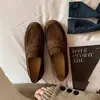 Versión de Piel de Vaca ~ Zapatos Pequeños de Cuero Genuino Hechos a Mano Estilo Británico para Mujer, Planos de Tacón Grueso, Planos Retro, Mocasines de Una Sola Pieza