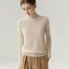 Suéter de Cashmere Feminino Baicaierong Outono/Inverno 2026 com Gola Meia Alta, Design Versátil, Tricô de Lã