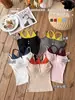 7066 # Ropa de Verano para Mujer de Rayón con Bloques de Color, Estilo Falso de Dos Piezas, con Almohadillas en el Pecho, Diseño de Espalda Hermoso, Sujetador Integrado, Top Corto, Moderno