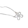 Colar de Galhada de Cristal Azul Zircônia Incrustada em Prata Flor Laço Corrente de Clavícula de Titânio Aço Moda Versátil