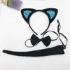 Faixa de Cabelo Gato Preto COS Faixa de Cabelo com Orelhas de Animal Animal Três Peças Dia das Crianças Natal Faixa de Cabelo Gato