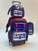 Mochila Escolar Transfronteriza con Carrito, Set de Tres Piezas, Lonchera, Estuche, Mochila Escolar con Carrito Rígido 3D
