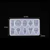 Molde de silicona para resina epoxi de cristal DIY 6 con agujero etiqueta geométrica collar aretes colgante