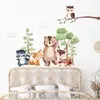Adesivos de Parede Autocolantes de Animais Fofos da Floresta Coruja Guaxinim Veado Sika Adesivo Decorativo para Quarto Infantil BR0246F