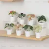 En Stock Hoja Única de Planta Verde Plástico Bonsái Decoración del Hogar Amazon Escritorio Maceta Adorno Pequeño Fabricante de Comercio Exterior