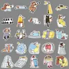 50 pegatinas originales de dibujos animados dibujadas a mano, divertidas, lindas, de mascotas, con expresión somnolienta, para refrigerador, taza de té y pegatinas guka