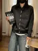 Outono Inverno Bordado Gato Gola Redonda Macio Confortável Blusa Suéter Estilo Coreano Tricô Roupa Exterior Preto Tamanho Único Damasco