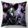 Nueva funda de almohada de Halloween transfronteriza con estampados de gato, calabaza y calavera, funda de cojín decorativa para sofá