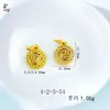 Colgante Doble Felicidad y Buena Fortuna con Doble Oreja Accesorios para Joyería DIY Oro Arena Cobre Hueco Chapado en Oro Estilo Chino Diseño de Ventana de Flor de Ciruelo
