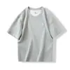 Sudadera de algodón espacial de manga corta y peso pesado para hombre, camiseta de manga corta splicing de capa de aire antiarrugas, corte casual, camiseta corta