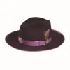 Venta al por mayor de fábrica sombrero de jazz casual transfronterizo nuevo de lana pura cinta de lazo decorativa sombrero de fieltro de oveja