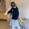 Foto real suéter de malha de lã feminino outono 2026 novo gola alta cinco mangas, top de roupa estilo coreano intelectual petite