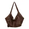 Moda Estilo Coreano Estampado de Leopardo Bolso de Lona Gran Capacidad Nuevo Estilo Perezoso Bolso de Hombro Cruzado para Mujer Bolso de Tela Ligero para el Trabajo