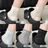 Calcetines estilo miu estilo ballet lazo calcetines de rejilla huecos de caña alta calcetines ins verano transpirables finos calcetines de encaje para tobillo
