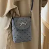 Bolso Bandolera de Diseño Único con Lazo y Lunares para Mujer Moda Otoño e Invierno 2025 Bolso de Hombro Pequeño Bolso Simple para el Día a Día y Teléfono Móvil