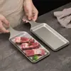 Prato Retangular de Aço Inoxidável Estilo Coreano Prato de Bife Estilo Ocidental Retrô com Alças Bandeja Plana para Grelhar Prato de Lanche Prato de Jantar