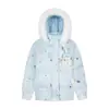 Copos de Nieve Lindo Muñeco de Nieve Velcro Ropa de Algodón Cuello de Piel con Capucha para Mujer Otoño e Invierno 2025 Ropa de Algodón Gruesa Suelta