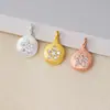 Plata sólida S925, meticulosamente elaborada, electrochapada, acabado cepillado, colgante redondo floral, diseño de flor de durazno con acentos de diamante, colgante de cadena para clavícula, accesorio DIY