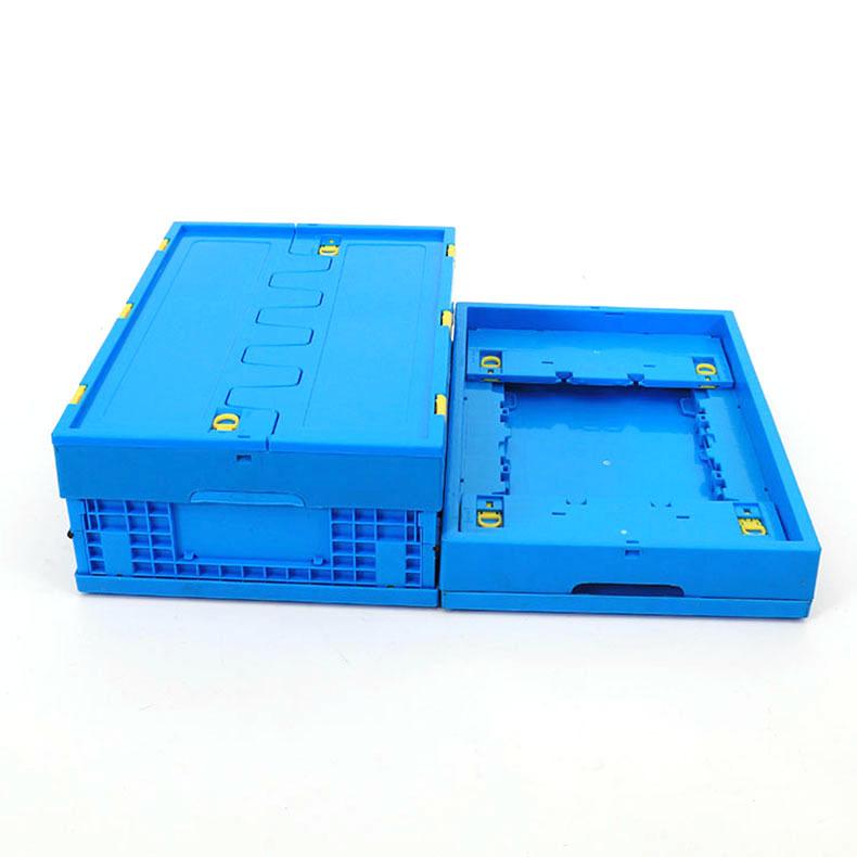 带盖可折叠式塑料周转箱长方形物流工业箱600*40