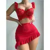 Productos Transfronterizos para Europa y América Amazon: Conjunto de Lencería Sexy Transparente de Encaje con Tirantes y Patchwork, Venta al por Mayor de Fábrica
