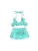 Traje de baño infantil brillante de flores con falda talla 70-100