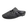 En stock: Pantuflas cerradas tejidas de 4 cm de altura para mujer, aptas para usar al aire libre en verano, nuevo modelo de verano 2026, sandalias huecas de suela blanda