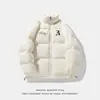 Jaqueta de Algodão com Gola Alta e Estampa de Letras Góticas Personalizada para Homens, Jaqueta Puffer Quente de Inverno com Bainha Ajustável
