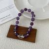 Pulsera de Plata de Ley S925 Amatista Morada de Buena Suerte con Cuentas de Cristal Morado para Mujer, Nuevo Estilo Ins Otoño e Invierno