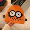 Gorro de Lana Tejido Divertido para Estudiante Niña Invierno Femenino Lindo Niños Familia Estilo Japonés Gorro Bola de Pelo Cálido Protección para Orejas