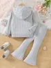 Nuevo Conjunto de Ropa de Otoño 2024 Transfronterizo Lindo con Capucha Bordado Sudadera Pantalones de Micro-cuerno