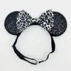 Aniversário Infantil Orelhas do Mickey Faixa Elástica Headband Faixa de Cabeça Mickey Letra Colorida Lantejoula Laço Parque de Diversões