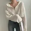 Jaqueta Cardigan de Tricô Fina com Capuz Versátil Chic Dongdaemun Coreano Proteção Solar Manga Longa para Mulheres