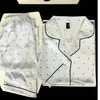 Conjunto de pijama de cárdigan de manga larga con lazo lindo y dulce estilo coreano de seda de hielo para mujer, nuevo estilo transfronterizo de otoño