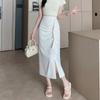 Foto Real de Falda Midi Plisada con Volantes y Corte Ajustado a la Cadera con Discretas Aberturas Laterales para Verano, Falda Larga Cubre Caderas y Adelgazante