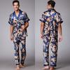 Pijama de Hombre Transfronterizo de Manga Corta y Pantalón Largo de Dos Piezas Yaoting Traje Casual Simple de Primavera y Verano Estampado de Seda Ropa para el Hogar para Hombre
